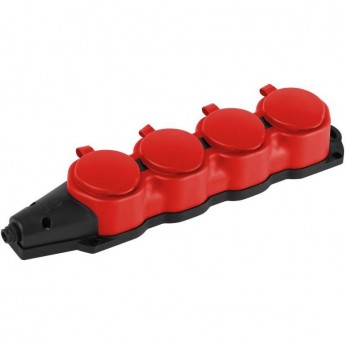 Колодка ЭРА Б0068456 KX-4e-RED-IP44 каучуковая с заземлением 4 розетки 16A IP44 красный