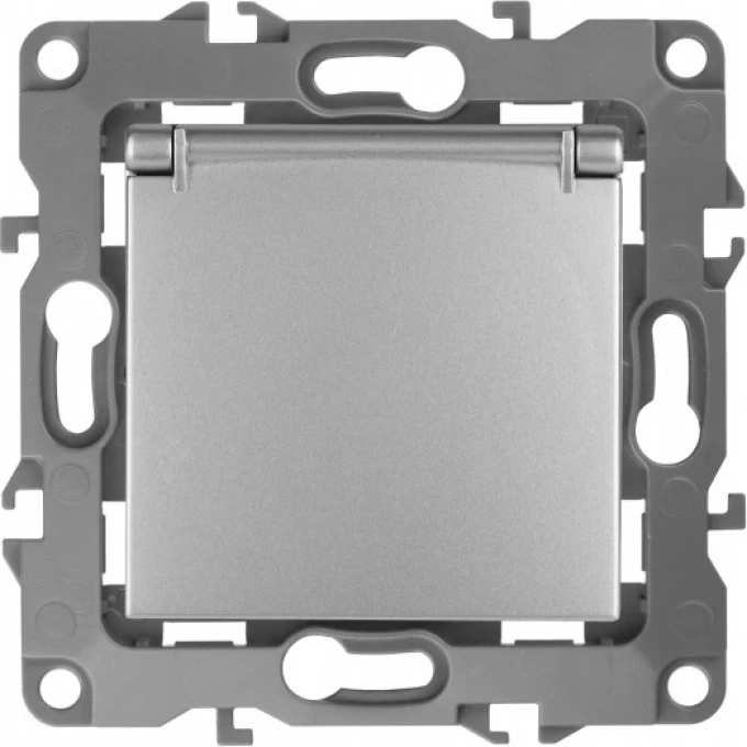 Розетка ЭРА 12-2103-03 2P+E SCHUKO со шторками с крышкой 16A-250В IP20 ЭРА 12 алюминий B0014695
