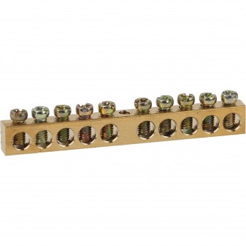 Шина ЭРА "земля-ноль" 6х9мм 12/1 с креплениями по центру латунь